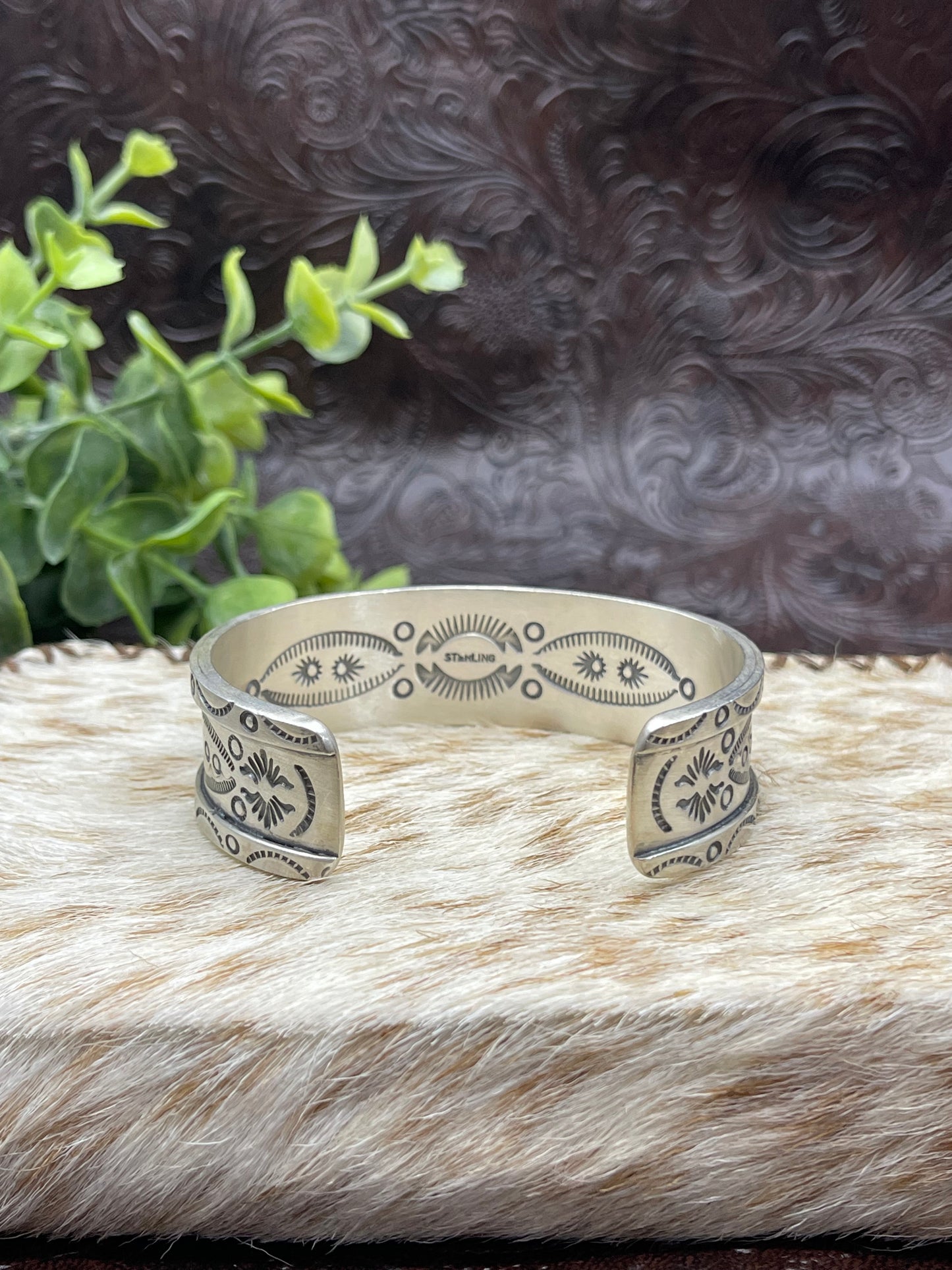 6.26" - 7.5" 6 Stone Sleeping Beauty Turquoise Cuff
