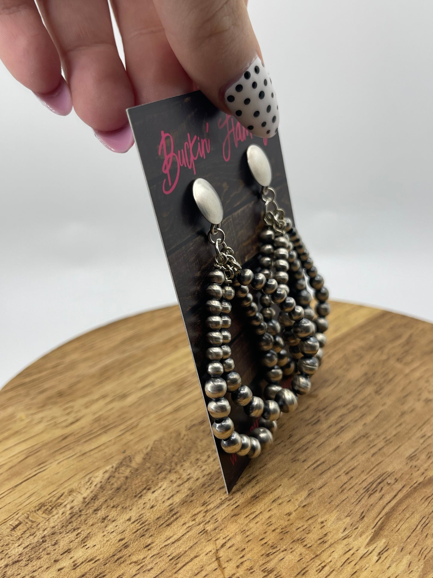 Double Teardrop Navajo Pearl Post Earrings by Amanda Larry, Navajo