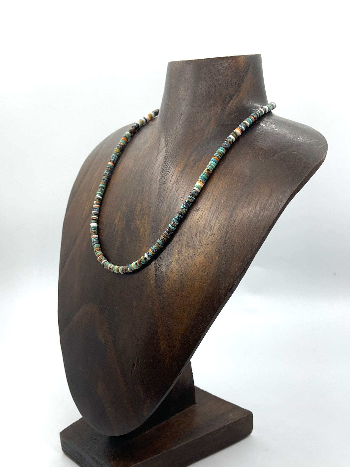16" 4.2mm Turquoise & Spiny Heishi Bead Necklace