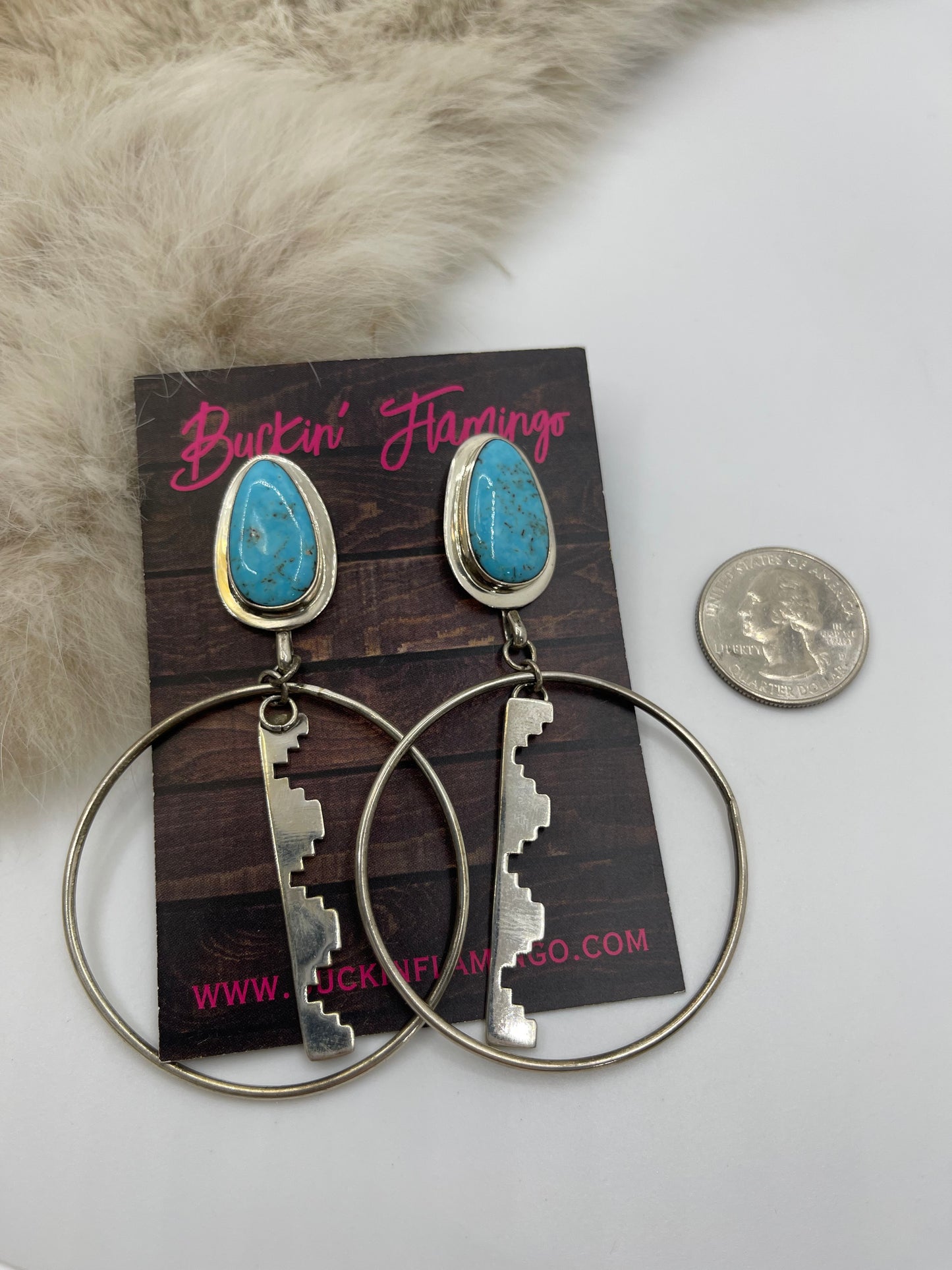 Kingman Blue Turquoise Post Earrings by Christina Jackson, Navajo