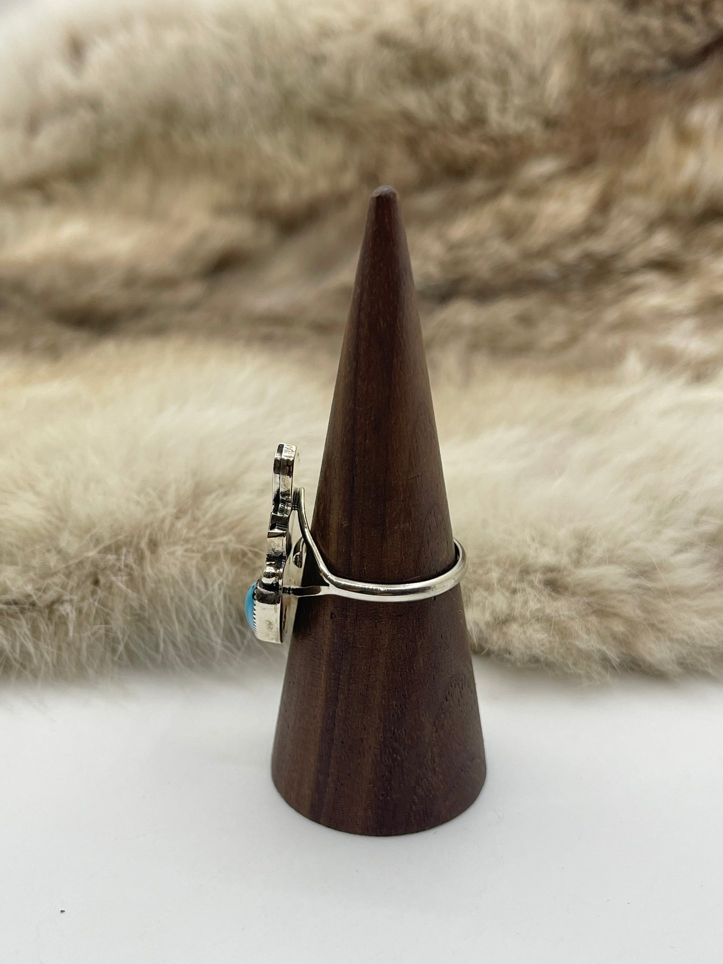 8.0 Bull Rider W/Turquoise Ring by Emerson Delgarito, Navajo