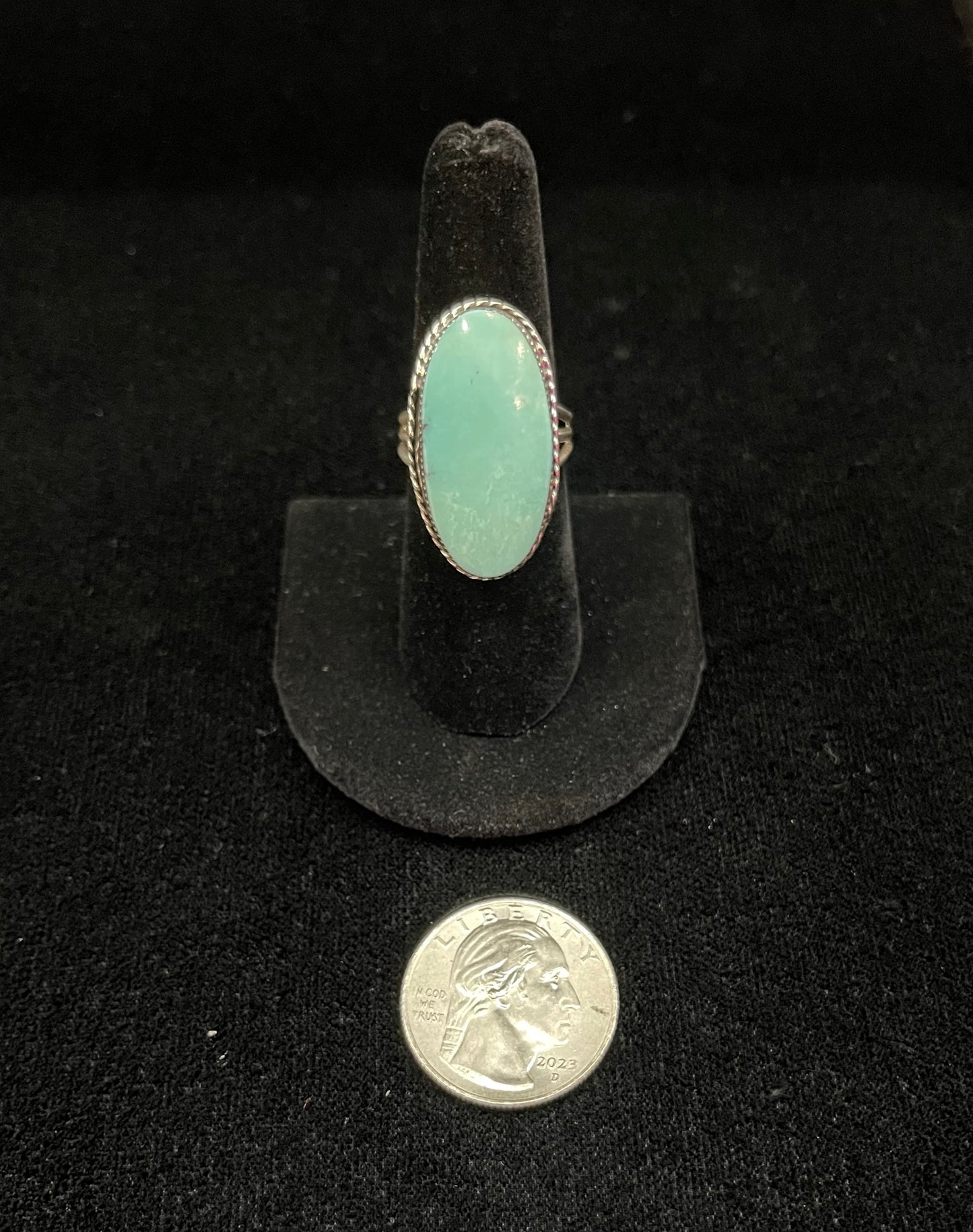 Oval Turquoise Ring by Frank Johnson, Navajo
