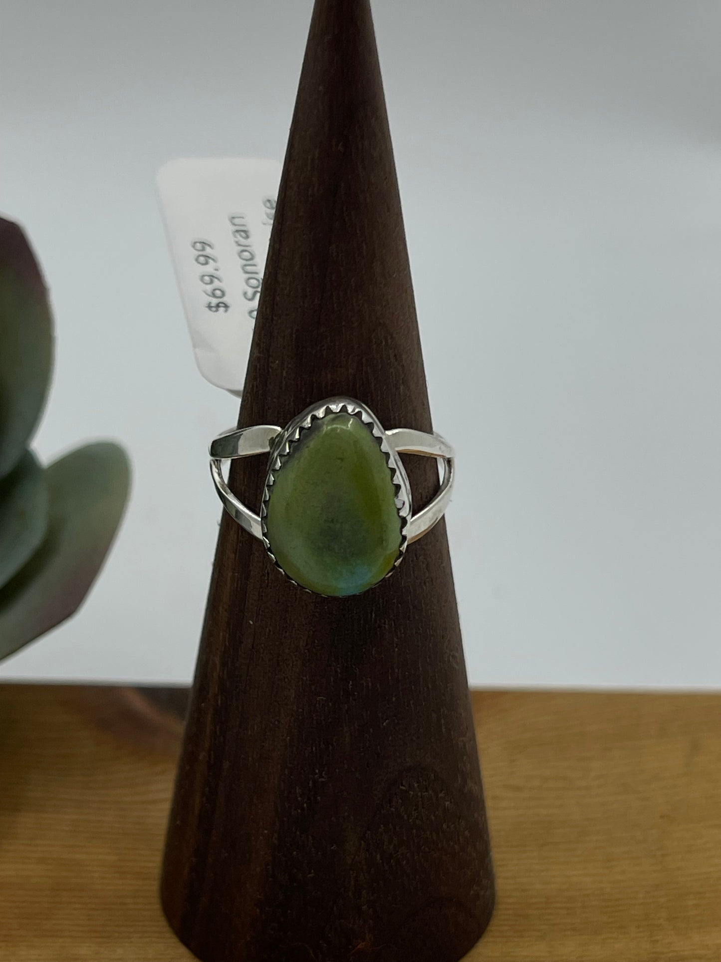 7.0 Sonoran Gold Turquoise Teardrop Ring by Gerald Joe, Navajo