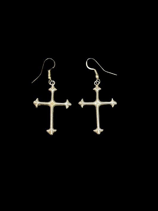 Sterling Silver Cross Dangle Earrings