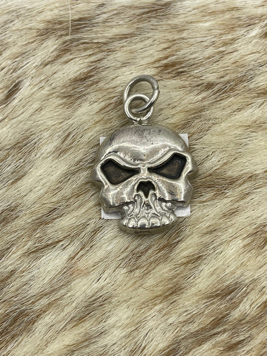 Heavy Silver Skull Pendant with a 6.5mm Bale by Virick Laweka, Zuni