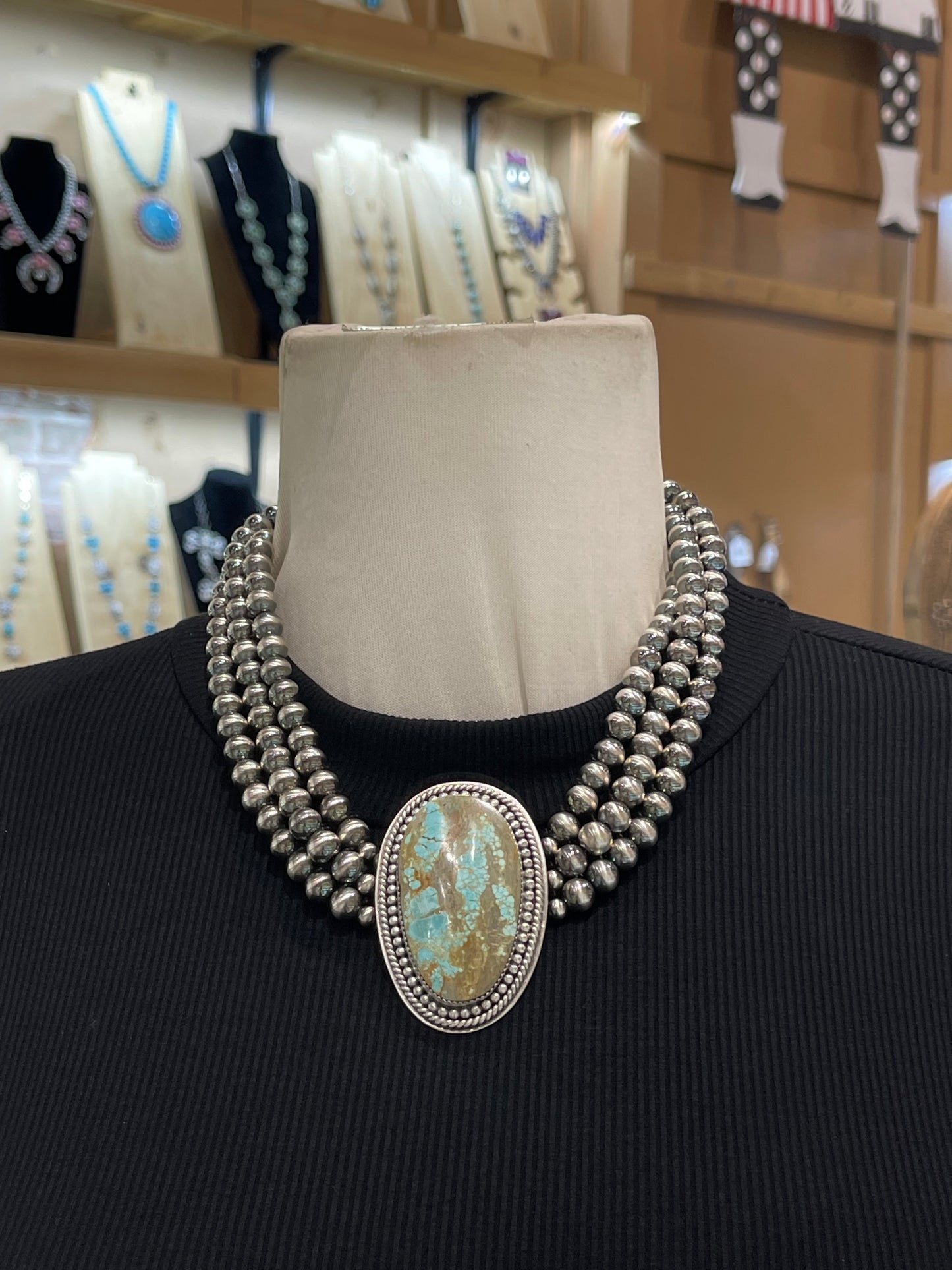 16" #8 Turquoise Necklace by Jeff Largo