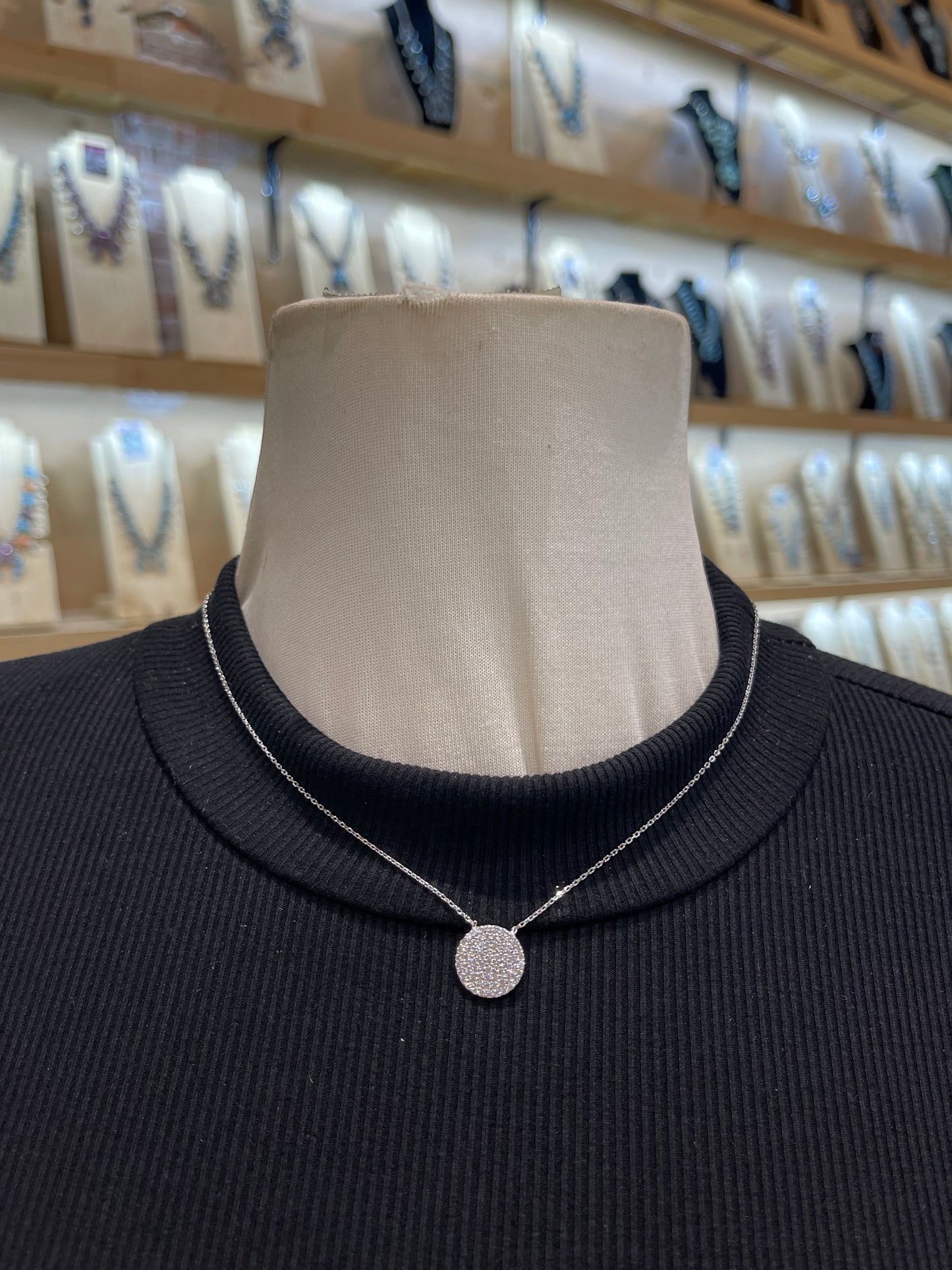 16”+2” Extender Cubic Zirconia & Sterling Necklace