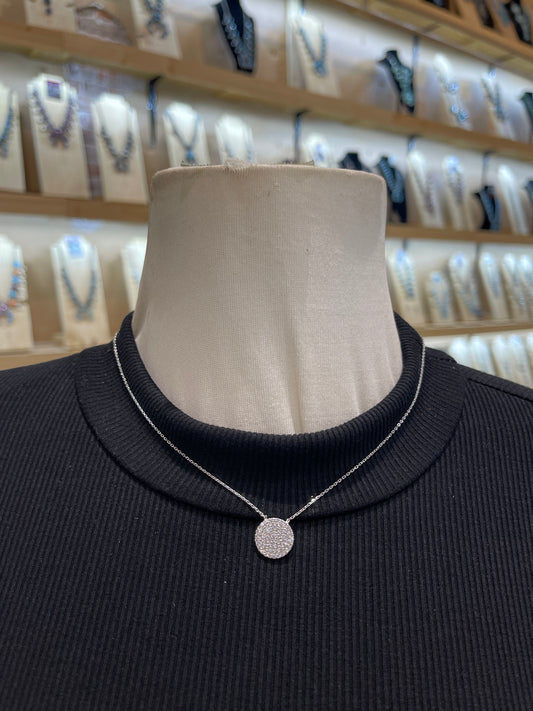 16”+2” Extender Cubic Zirconia & Sterling Necklace