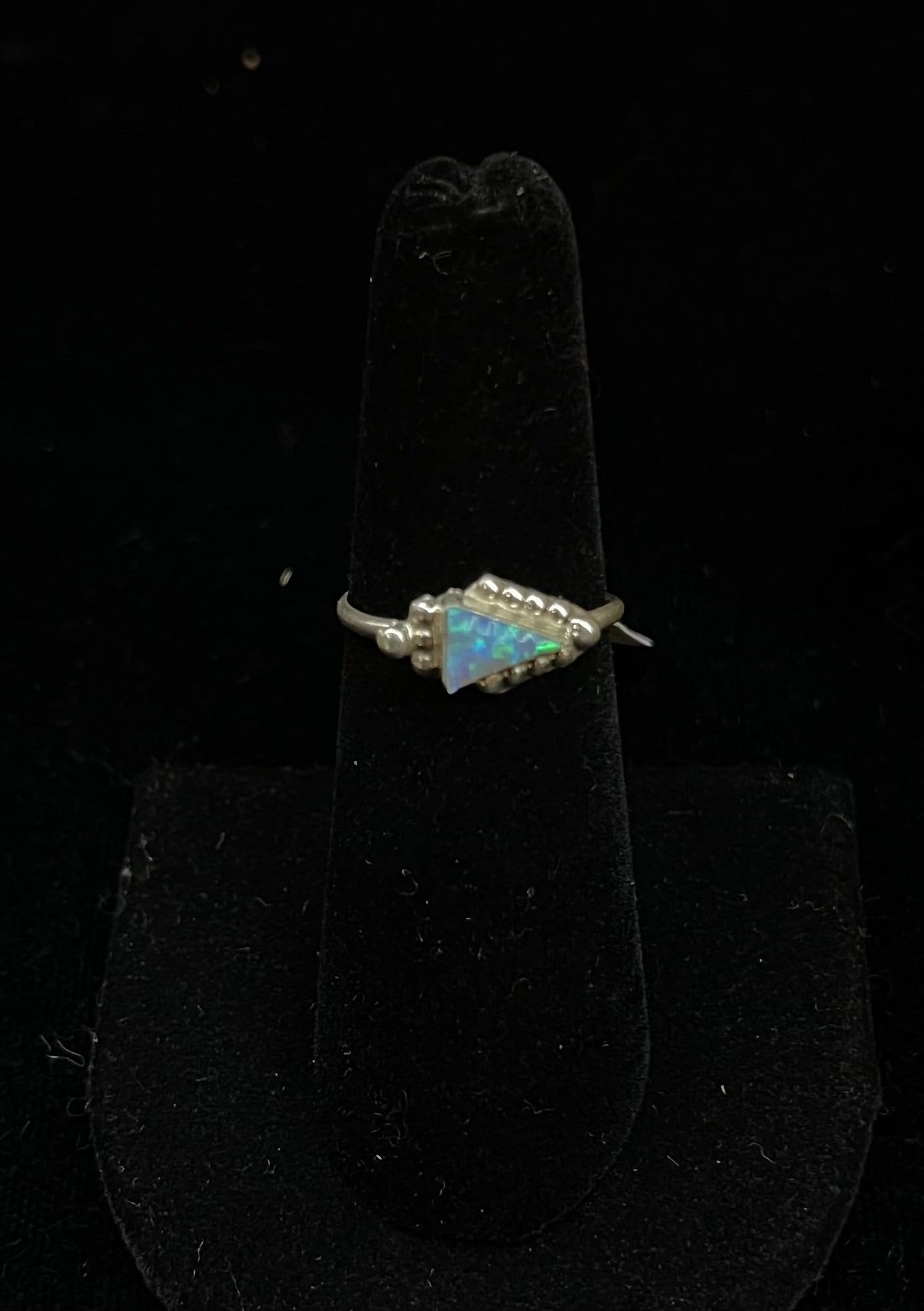 8.0 Blue Opal Triangle Ring