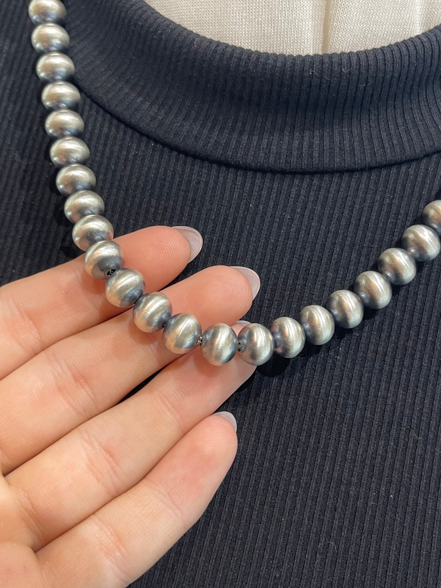 21" 9.5mm Handmade Navajo Pearls by Bryannen Halwood, Navajo