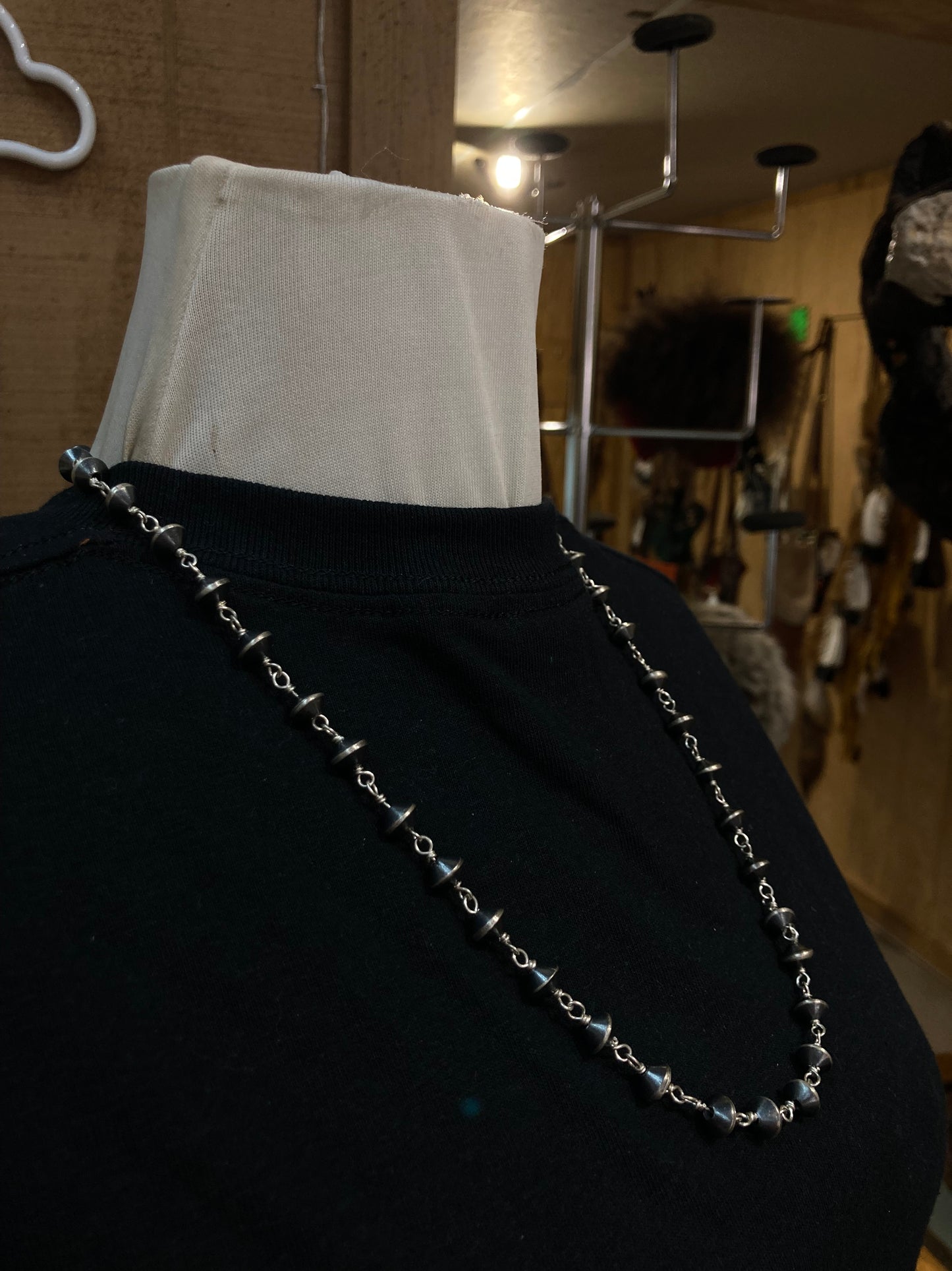 8mm 25" Handmade Navajo Rosary Pearl Necklace with 2" extender