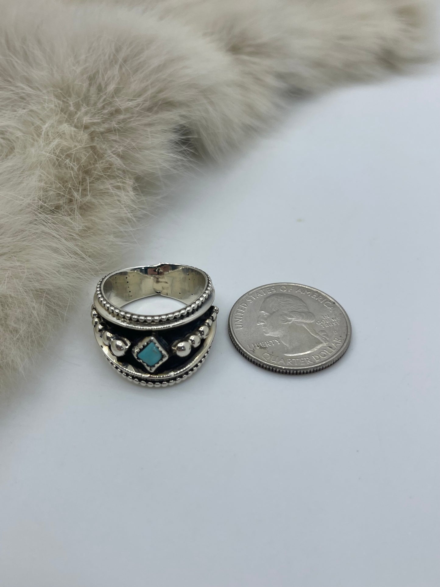 9.0 Sterling Silver with Turquoise Stone Ring