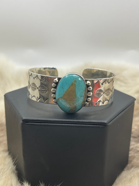 6.75" Oval Turquoise Cuff by Daniel Dakai, Navajo
