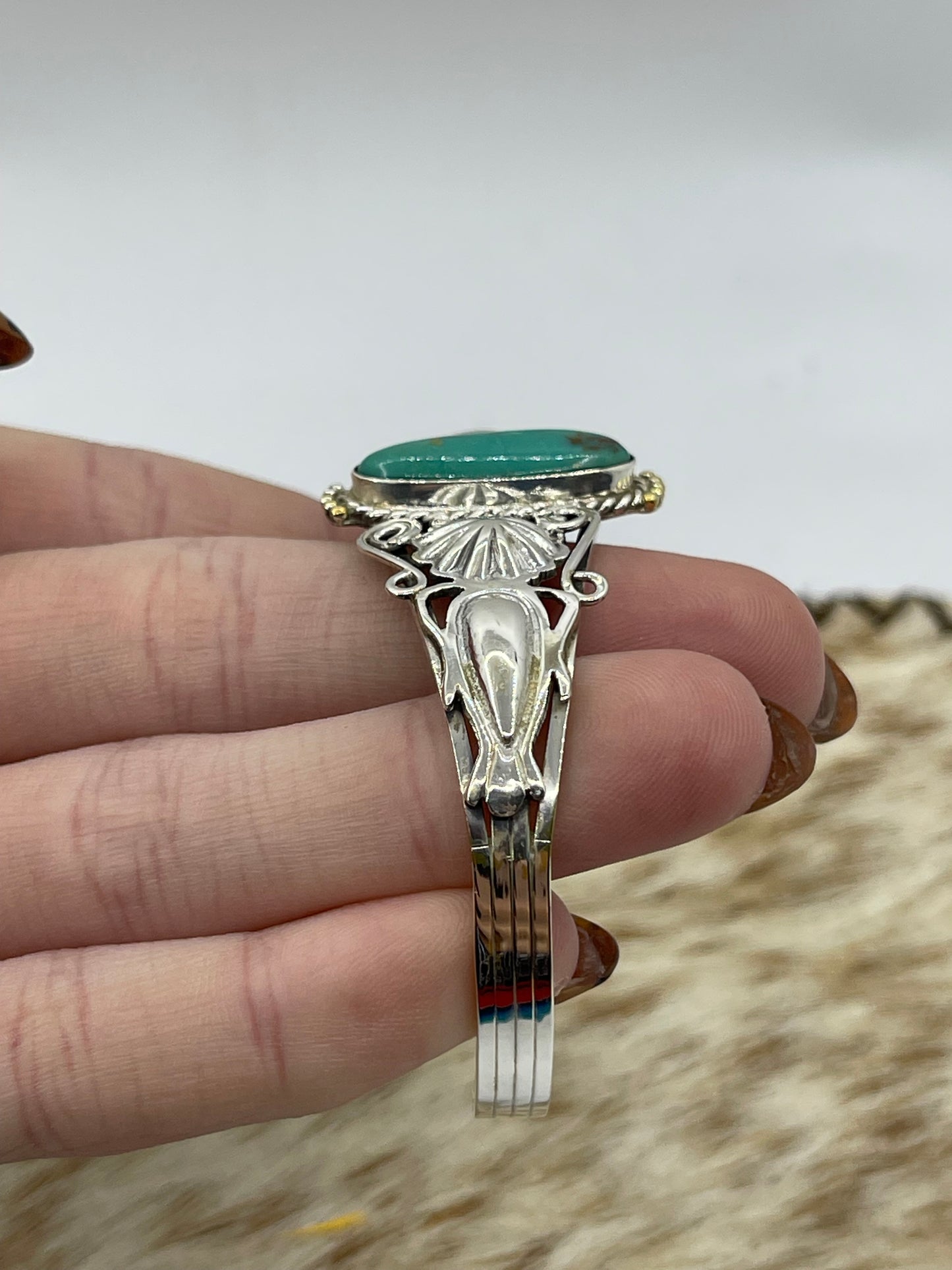 5 1/2”-7” Royston Turquoise Oval Cuff by Darrell Morgan, Navajo