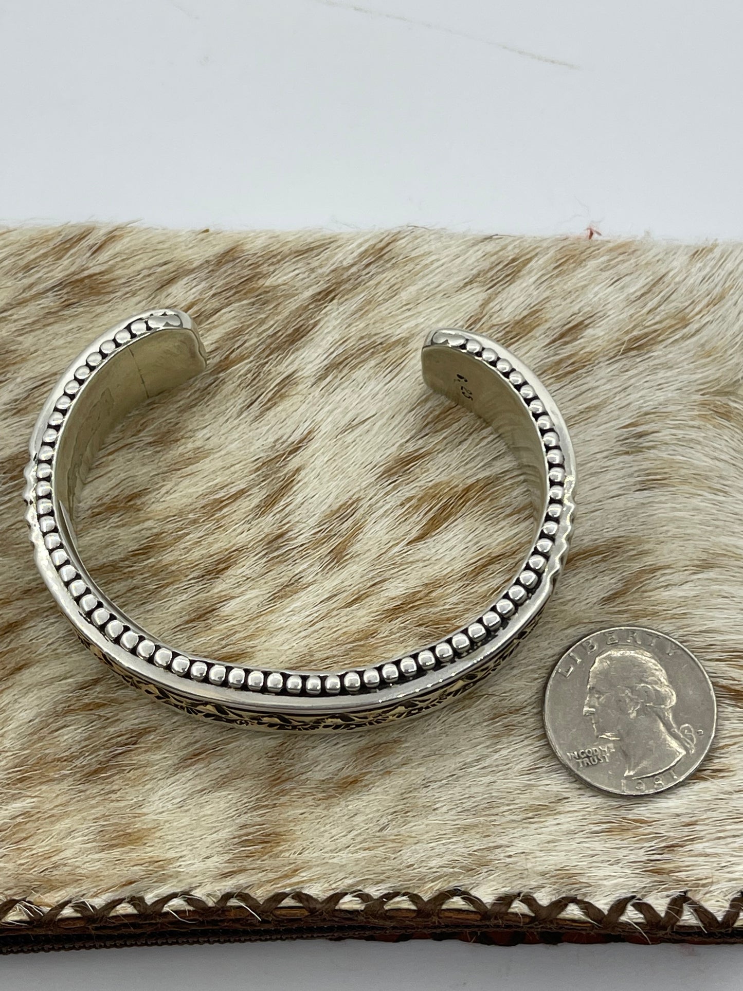 7 1/4" Heavy Sterling Silver and 14k Gold Cuff by Johnathan Nez, Navajo