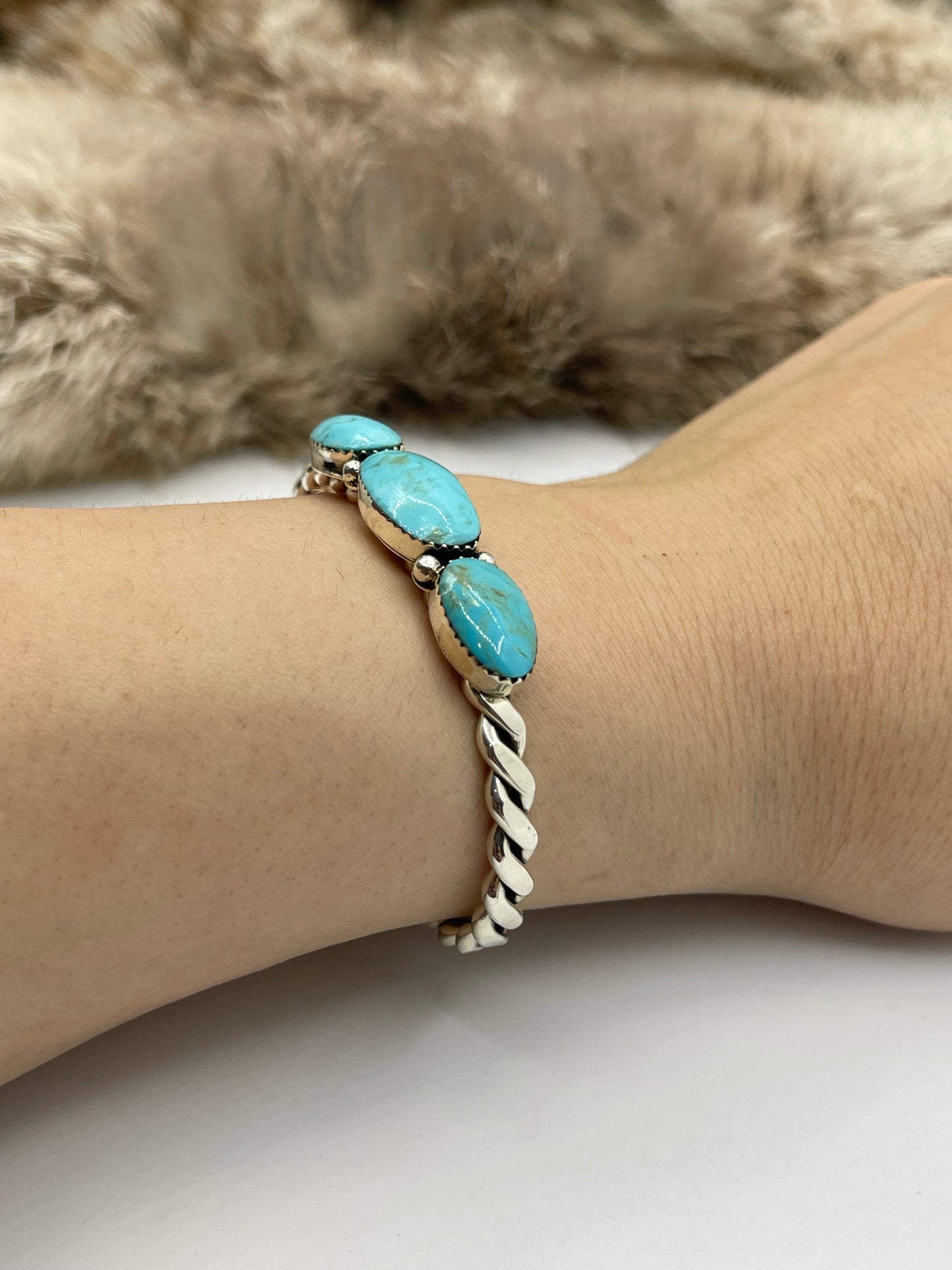 3 Stone Kingman Turquoise by Sadie Jim, Navajo