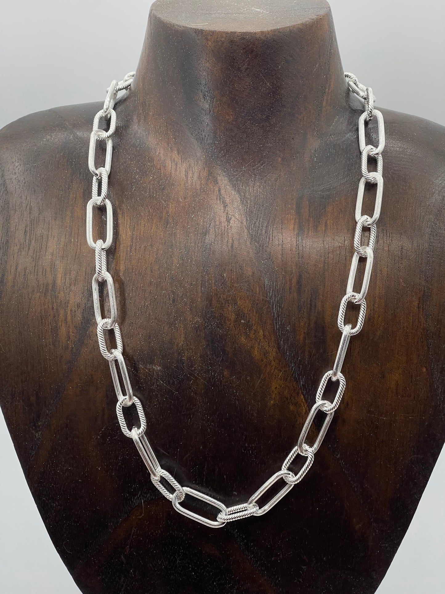 18" Silver Handmade Paperclip Chain, Made in Italy