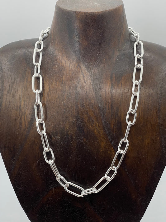 18" Silver Handmade Paperclip Chain, Made in Italy