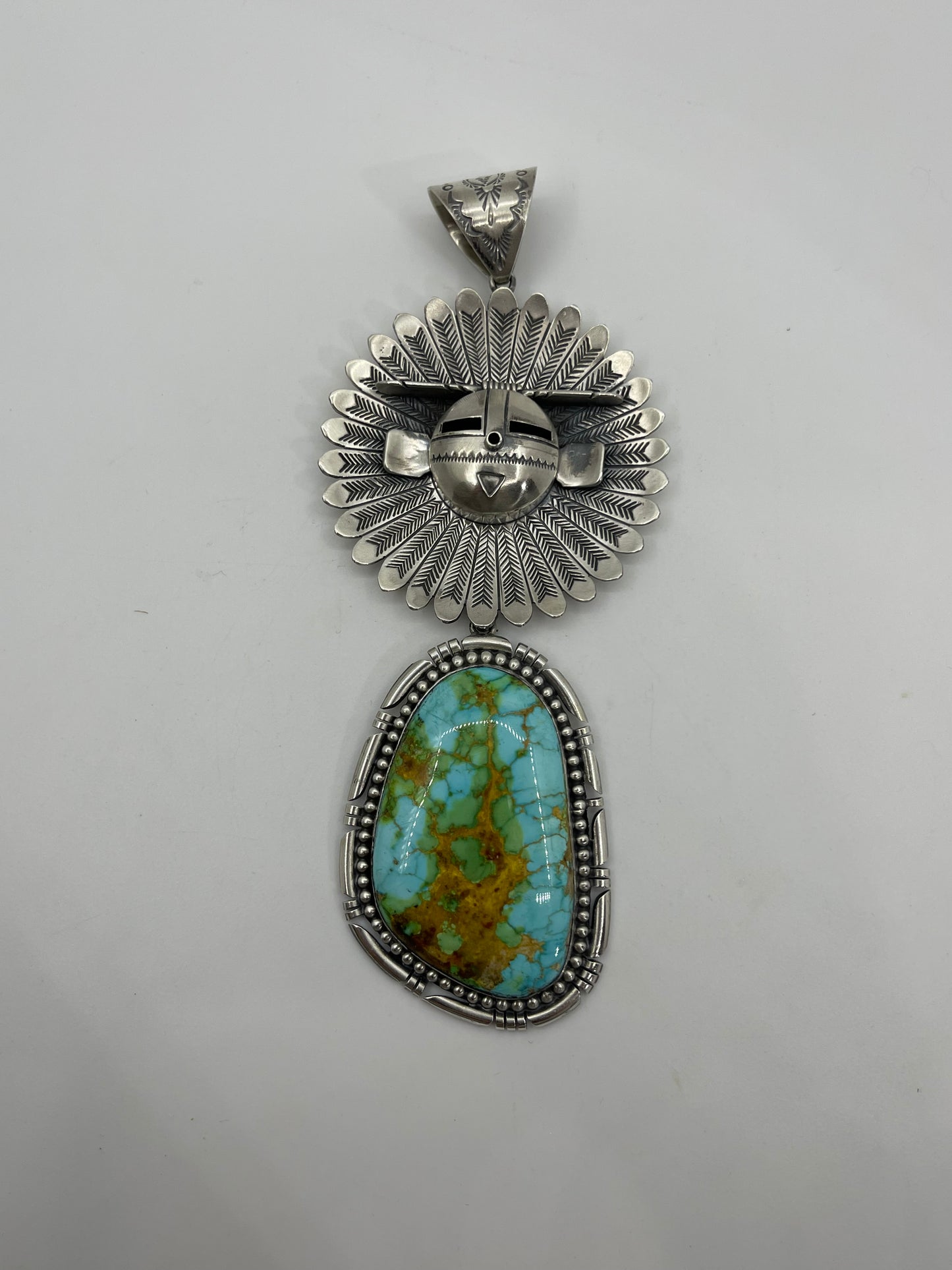 Sunface Maiden & Sonoran Gold Turquoise Pendant