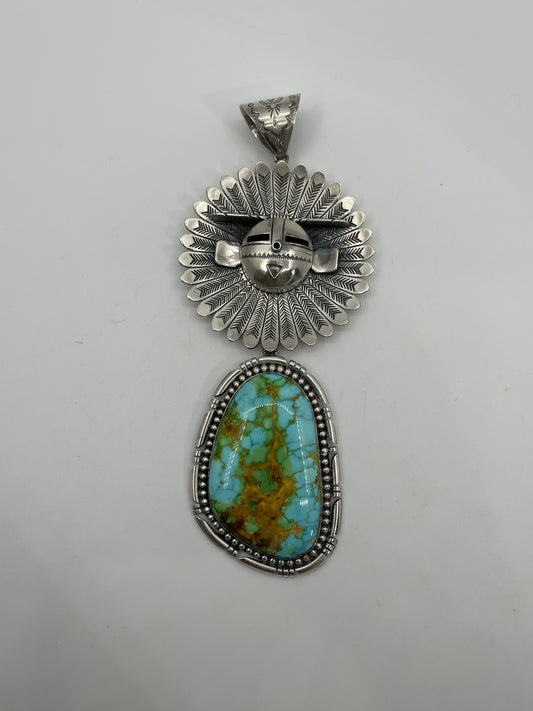 Sunface Maiden & Sonoran Gold Turquoise Pendant