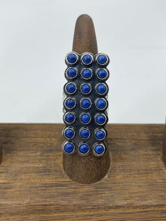 7 Row, 21 Stone Adjustable Lapis Lazuli Ring