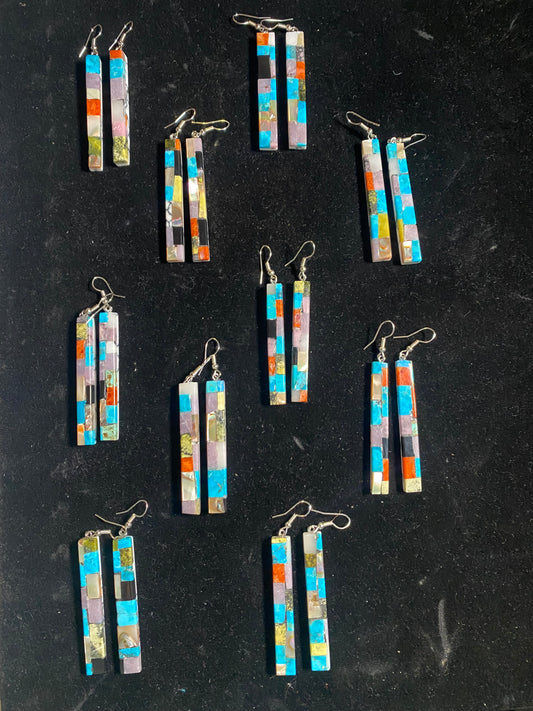 Paper Thin Lapidary Thin Rectangle Dangle Earrings by Charles Bird
