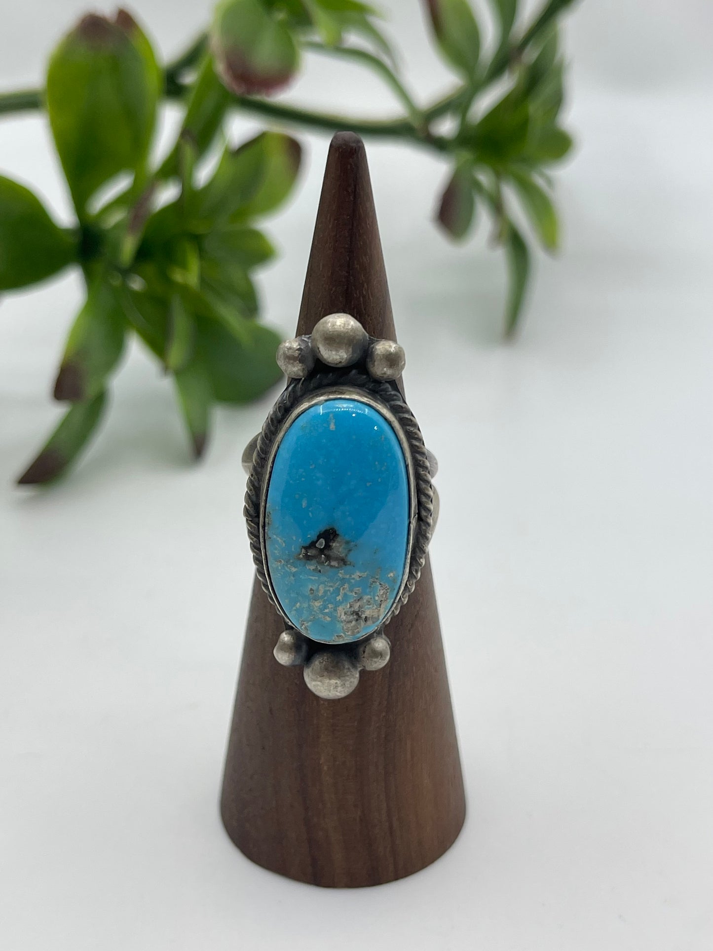 7.0 Oval Kingman Turquoise Ring By Boyd Ashley, Navajo