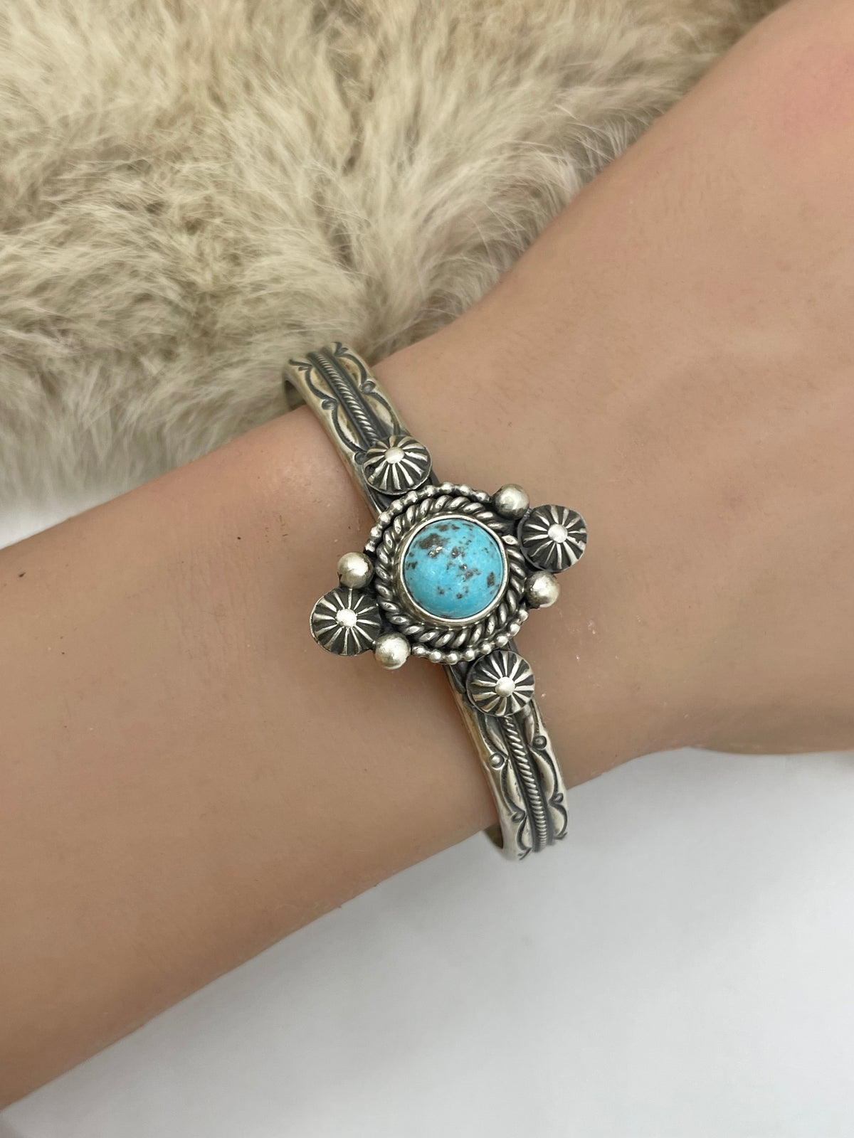 6"-7.5" Turquoise Cuff by Max Calladitto, Navajo