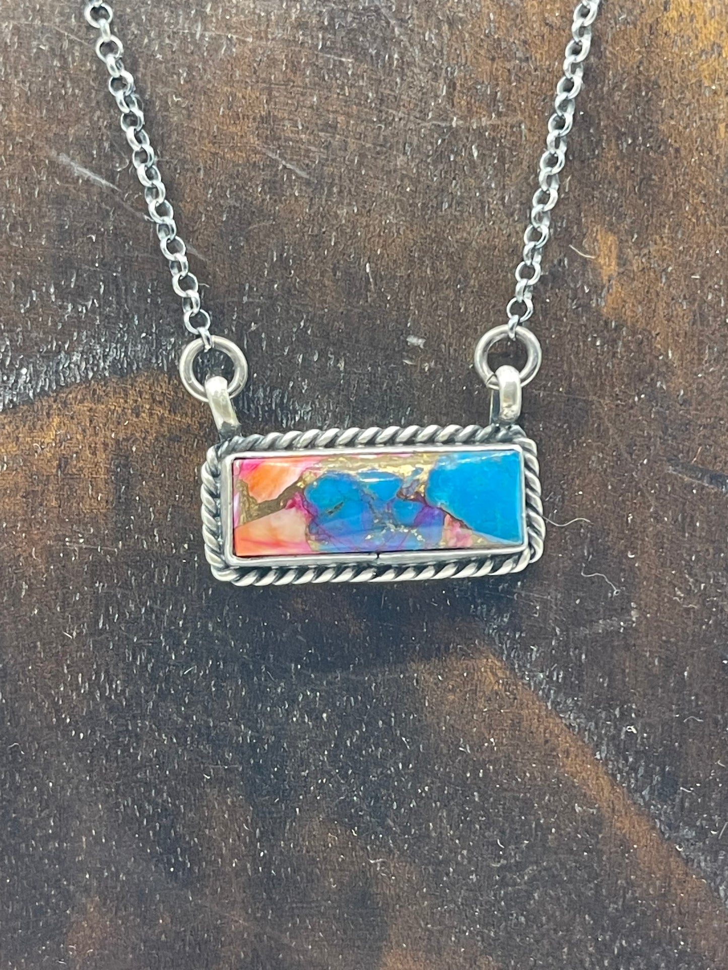 Spiney Turquoise Bar Necklace by Donovan Skeets ,Navajo