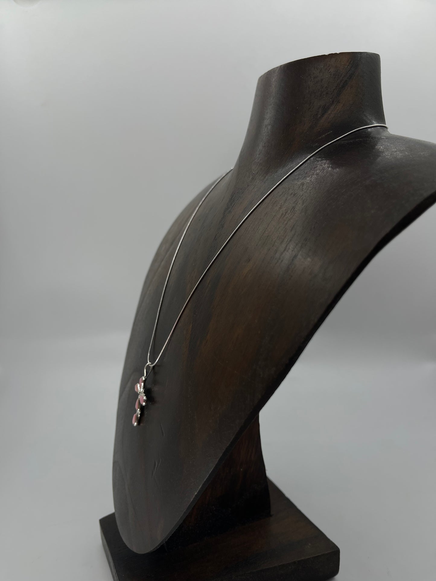 16" Pink Conch Shell Cross Necklace by Bryce Vacit, Navajo