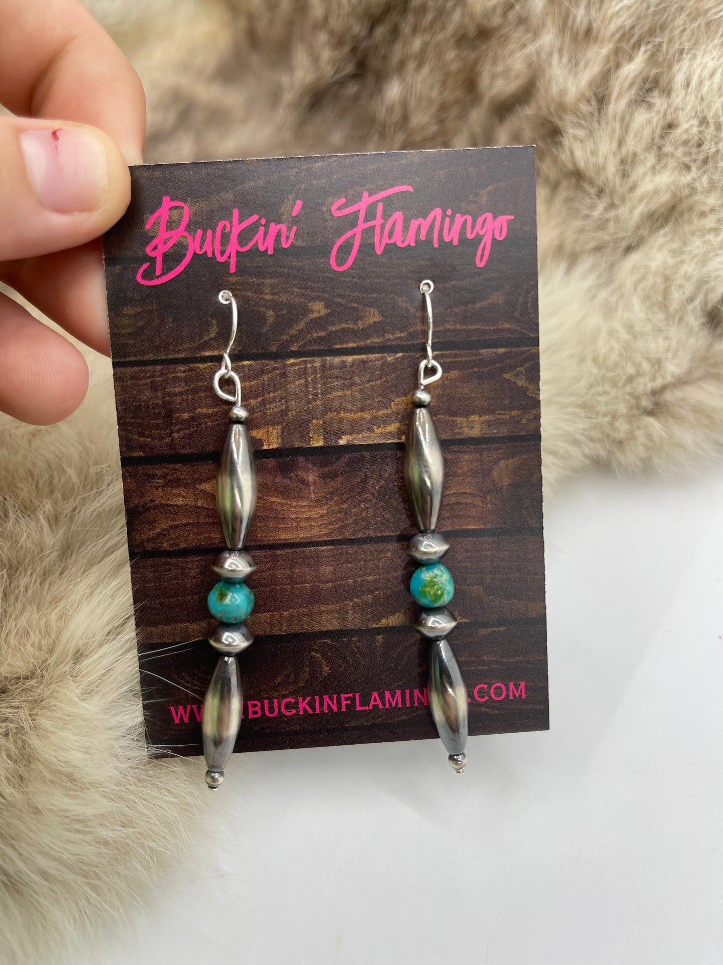 Torpedo Navajo Style Pearls with Sonoran Turquoise Earrings