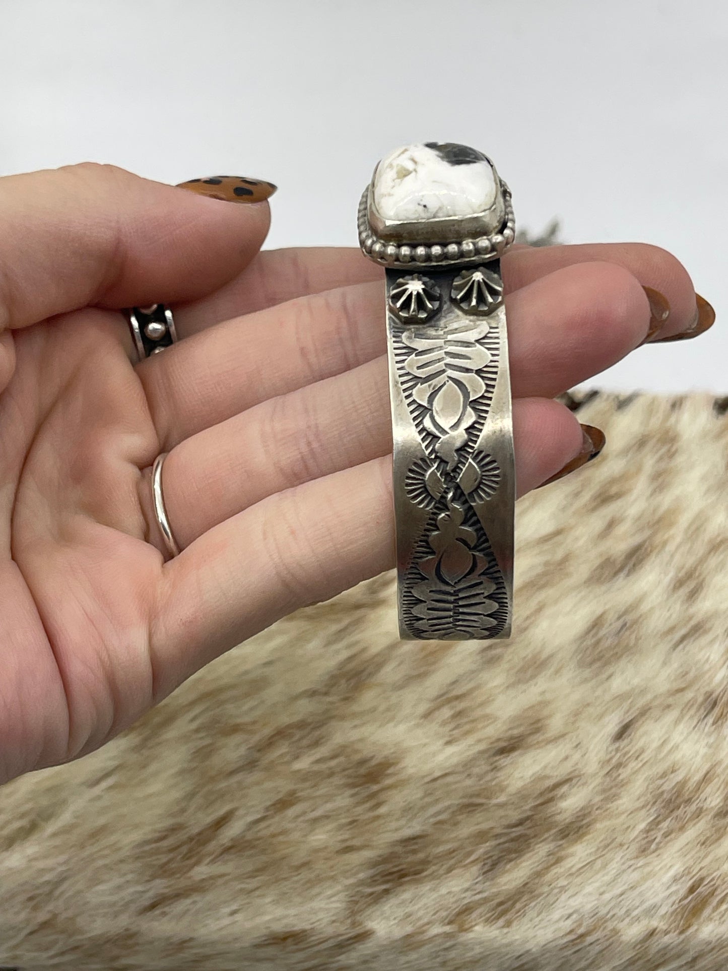 6"-7 1/2" White Buffalo Cuff by Boyd Ashley, Navajo