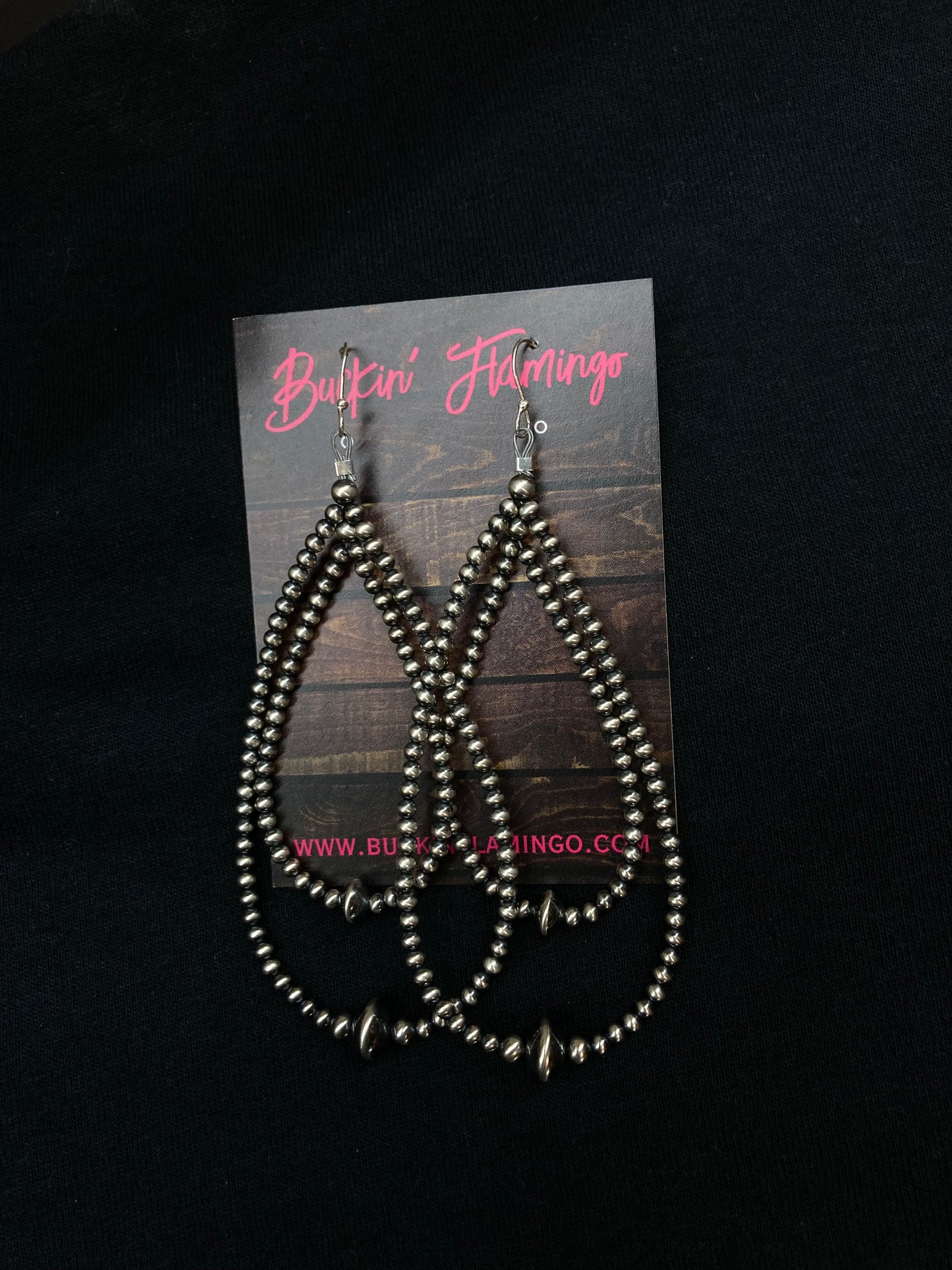 3mm-9mm Double Teardrop Navajo Pearls Dangle Earrings