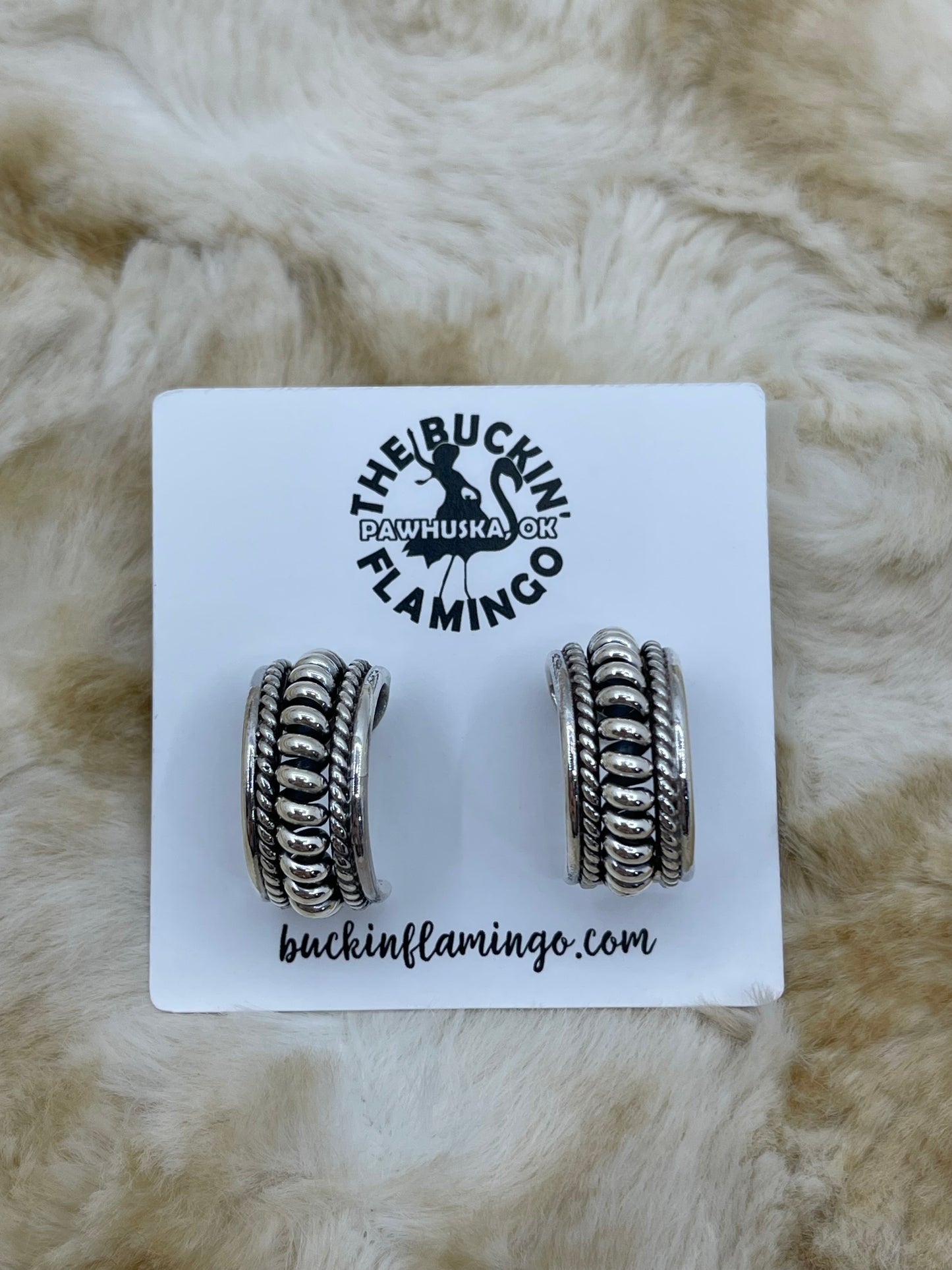 5 Row Small Hoop Earrings by Thomas Charley, Navajo
