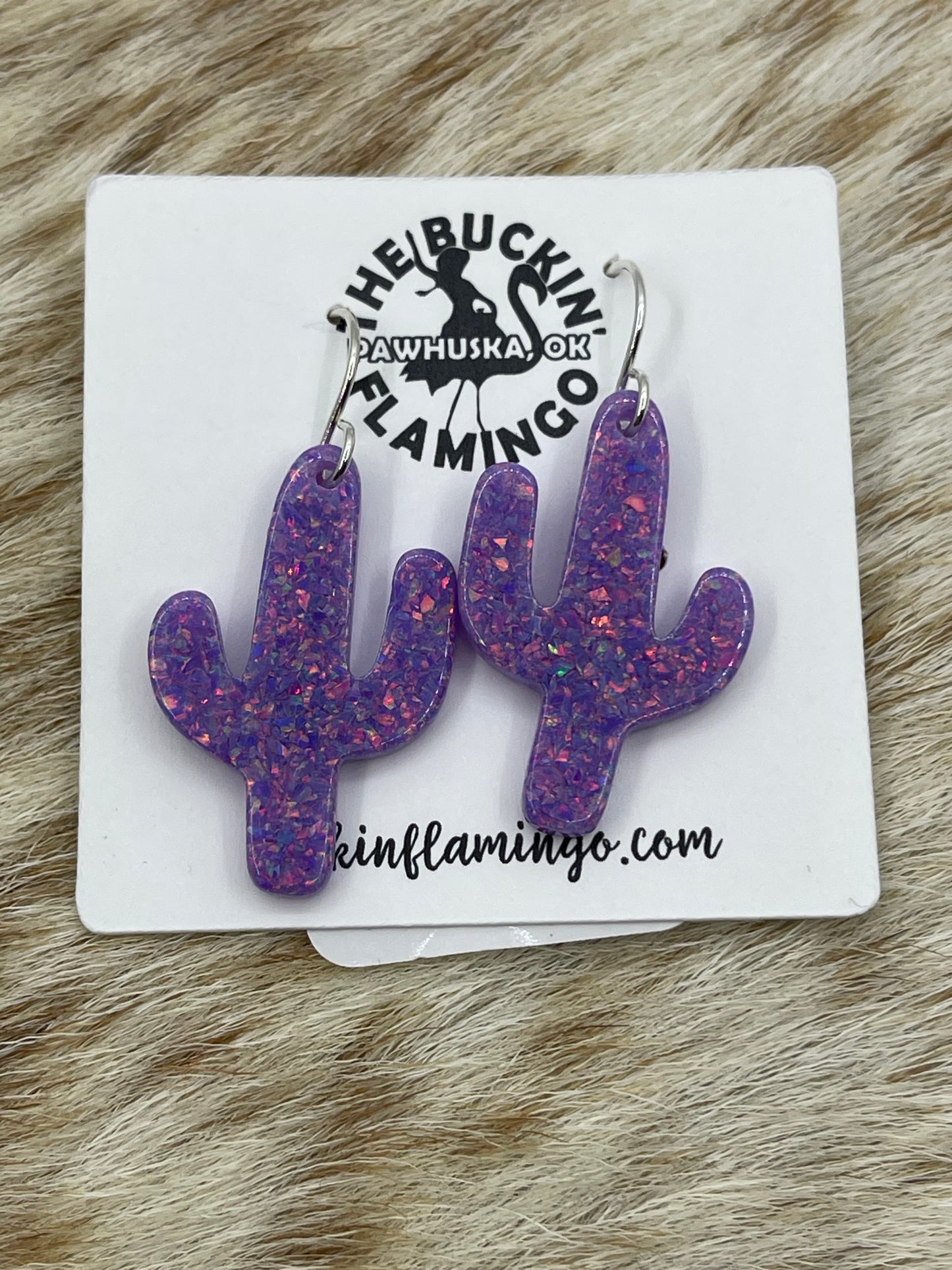 Purple Opal Cactus Dangle Earrings