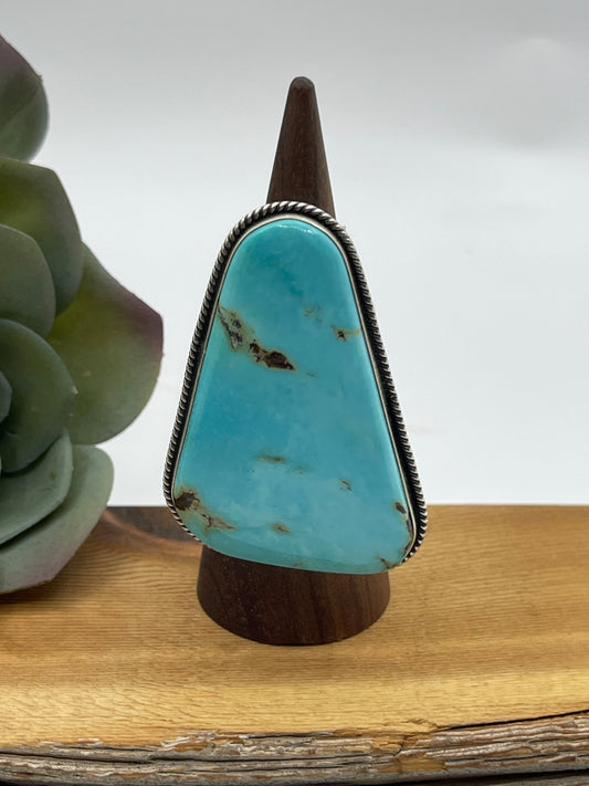 10.0 Turquoise Triangle Ring by Darrell Cadman, Navajo
