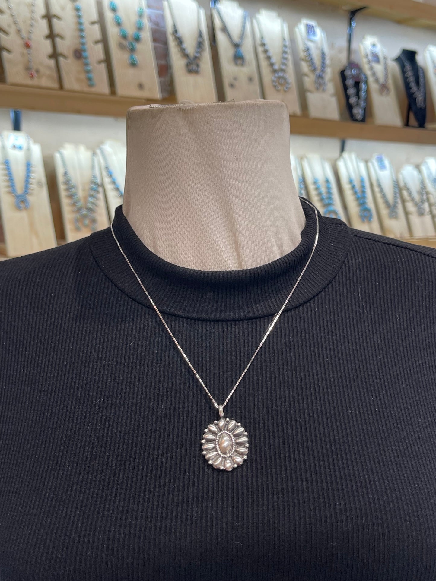 20" Chain with Silver Cluster Pendant by Jimson Berlin, Navajo