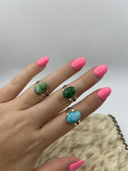 Sonoran Gold Turquoise Ring by Jerold Joe, Navajo ( Color Varies )