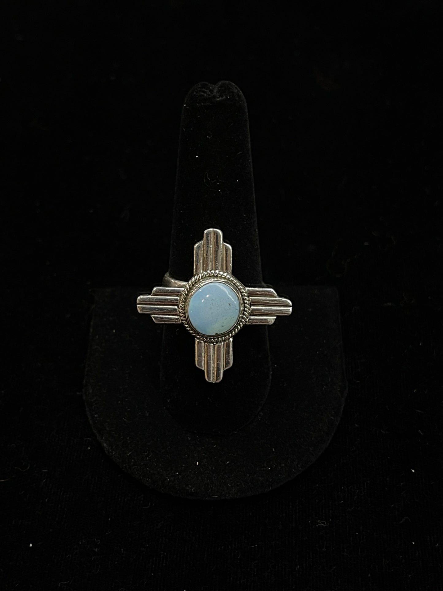 Adjustable Golden Hills Turquoise Ring with Zia Symbol