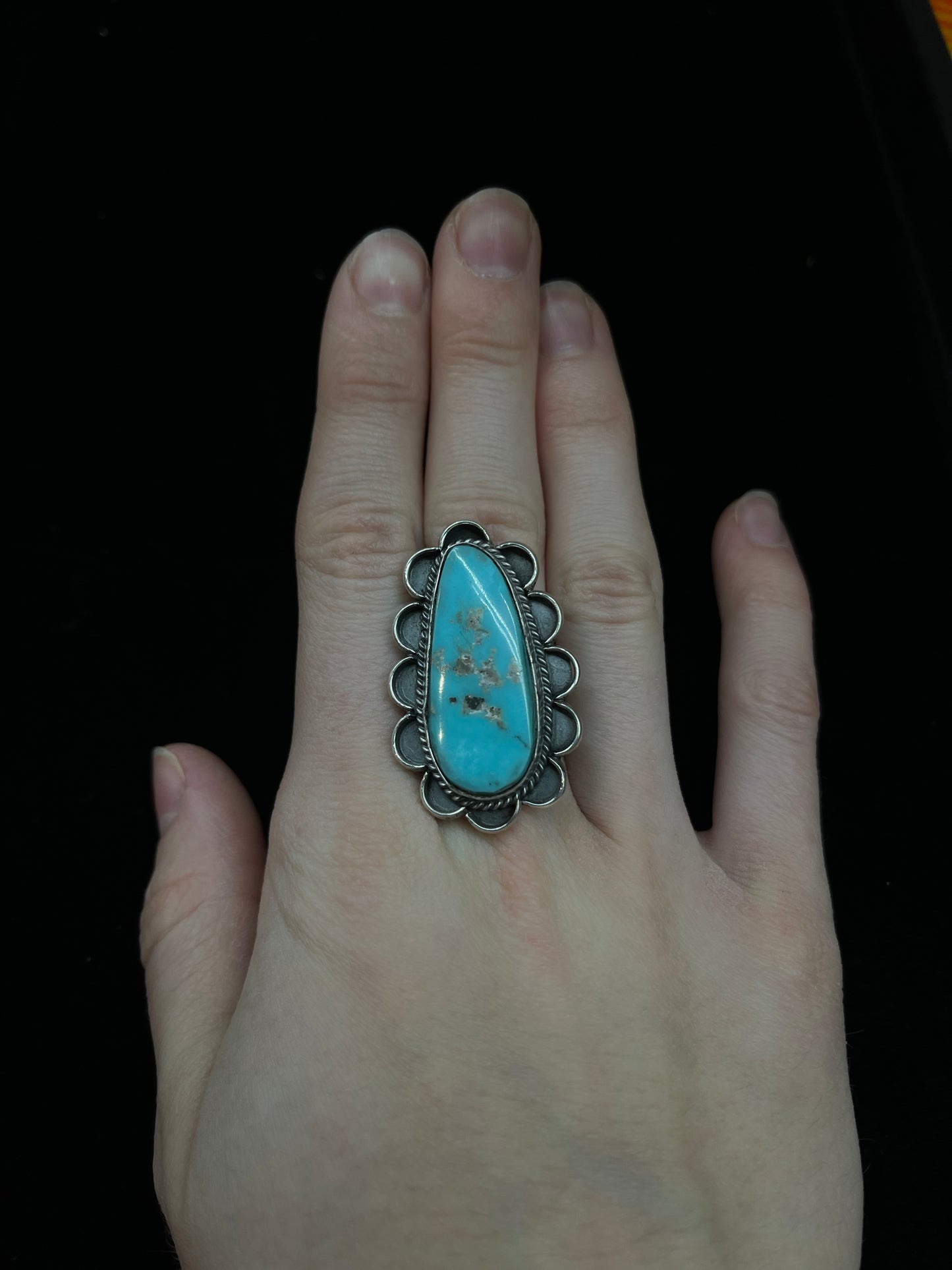 Adjustable Kingman Turquoise Oval Ring