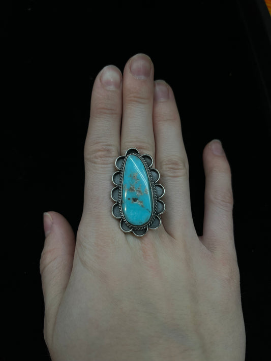 Adjustable Kingman Turquoise Oval Ring