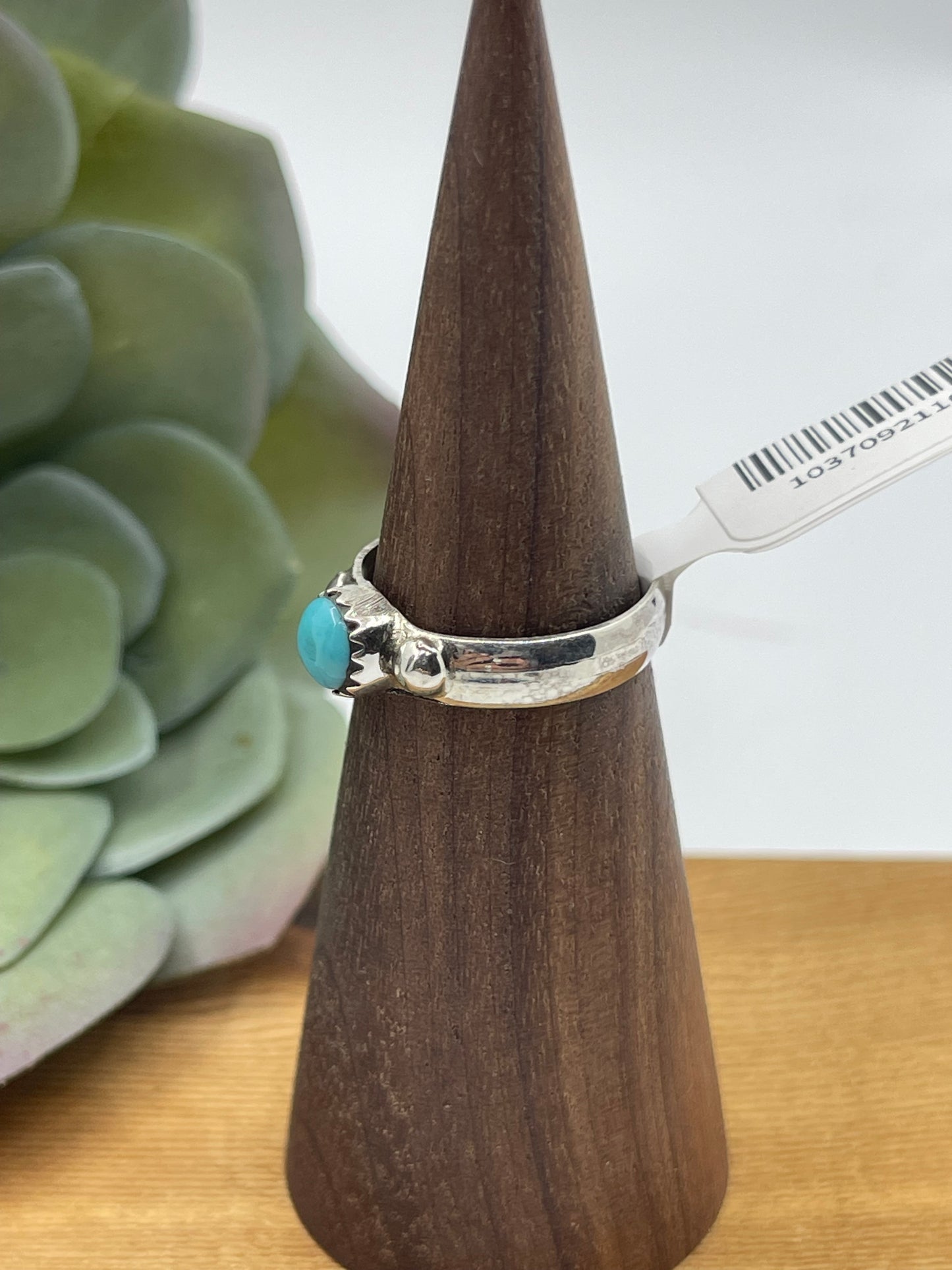6.0 Turquoise Circle Ring by Joanita Yatsattie, Zuni