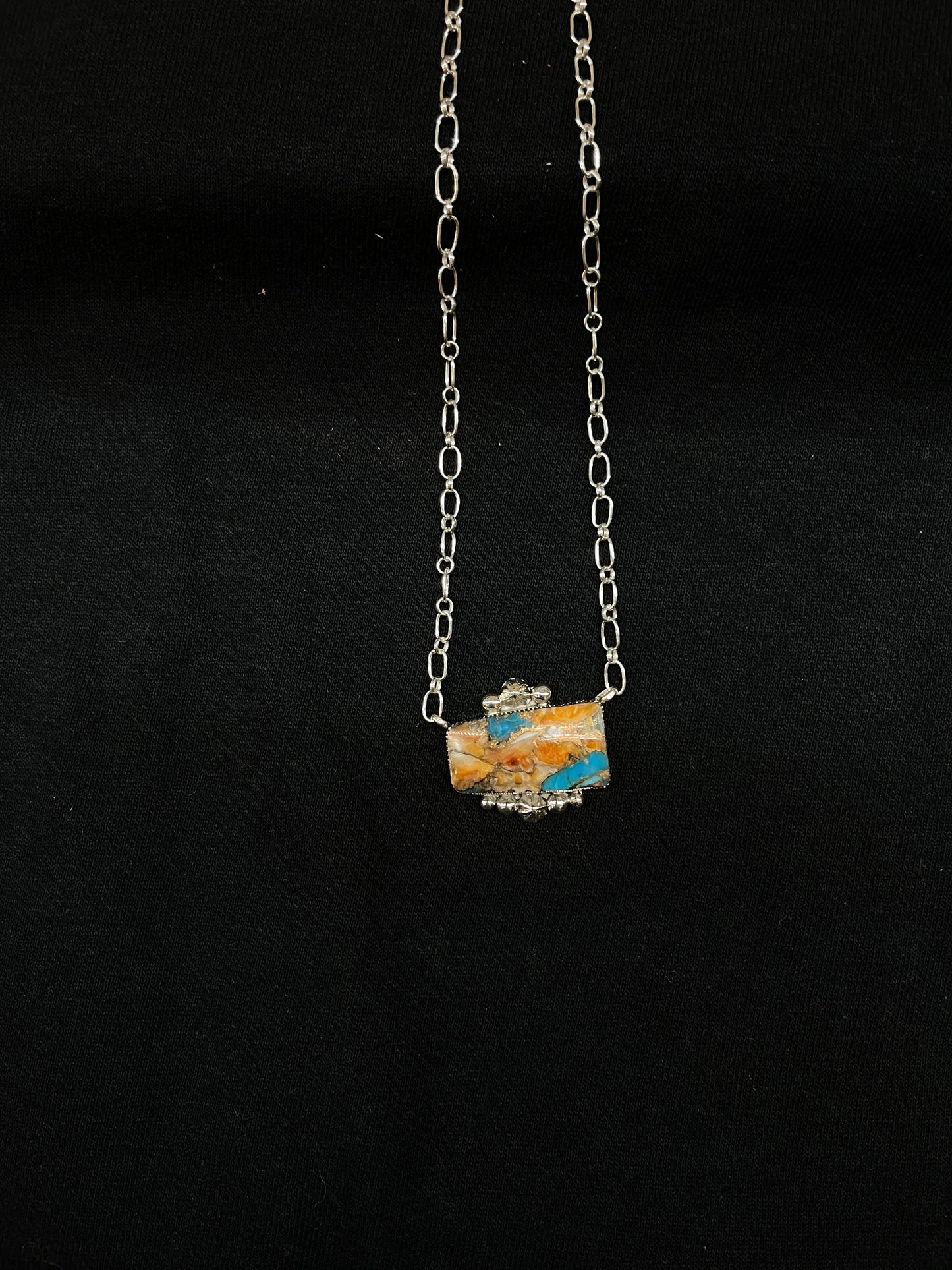 16" Spiny Turquoise Bar Necklace by Harold Becenti, Navajo