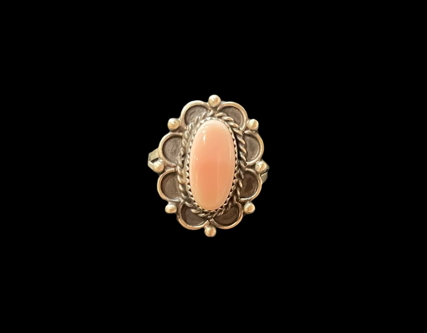 Oval Pink Conch Shell Ring