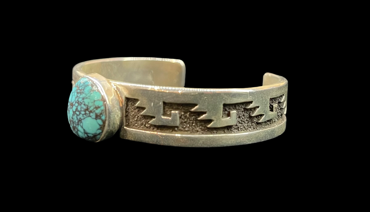 Kingman Spiderweb Turquoise Cuff by Marie Jackson