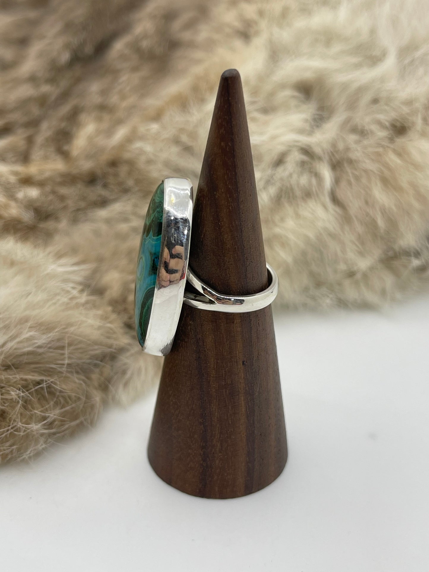 6.5 Chrysocolla Ring by Lawrence Willie, Navajo
