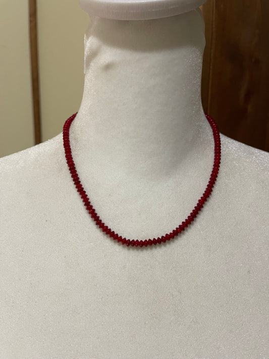 17" Red Coral Saucer Necklace