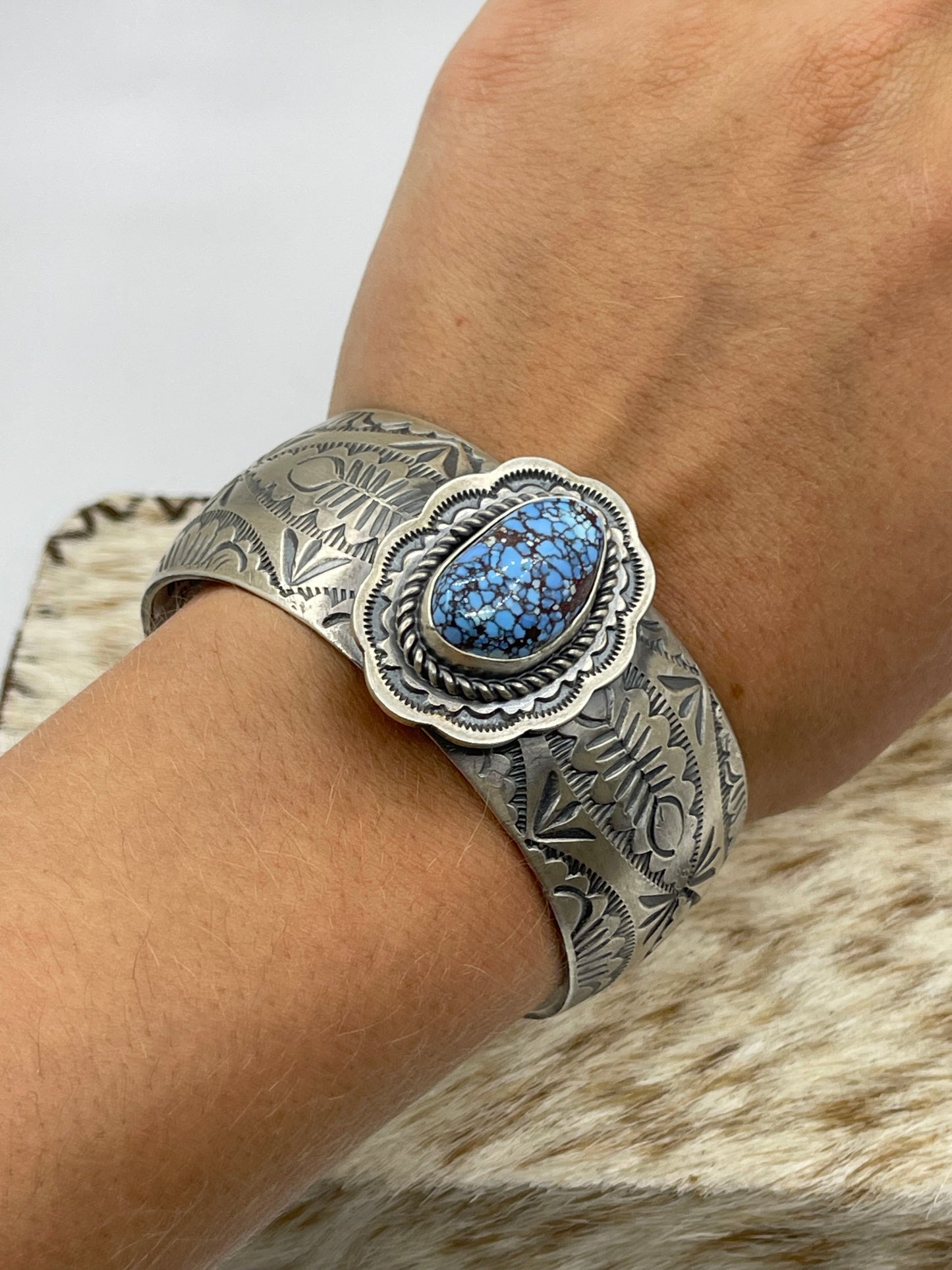 Golden Hill Turquoise 6”-7 1/2” Cuff by Boyd Ashley, Navajo