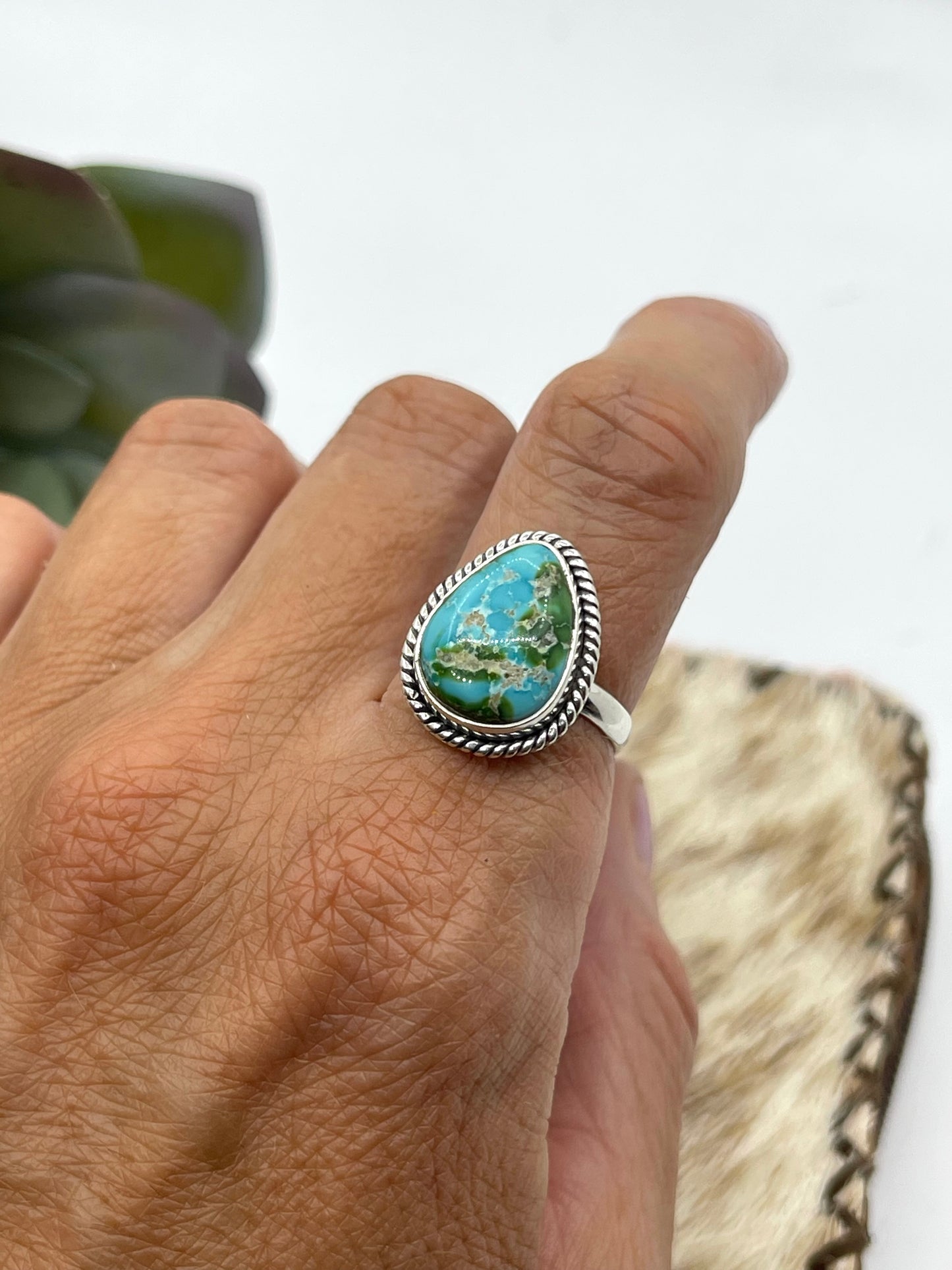 7.0 Sonoran Gold Turquoise Teardrop Ring