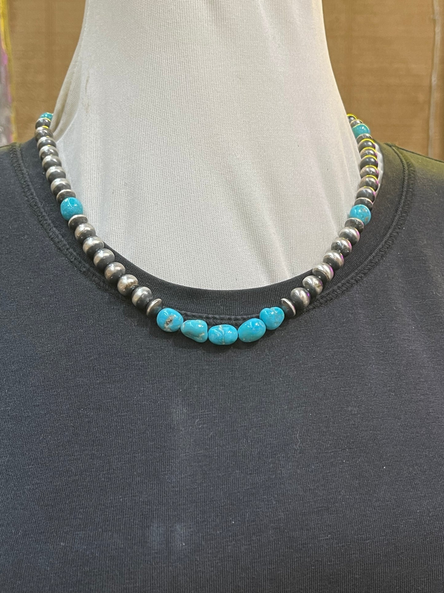 Sleeping Beauty Turquoise with Navajo Pearl Necklace